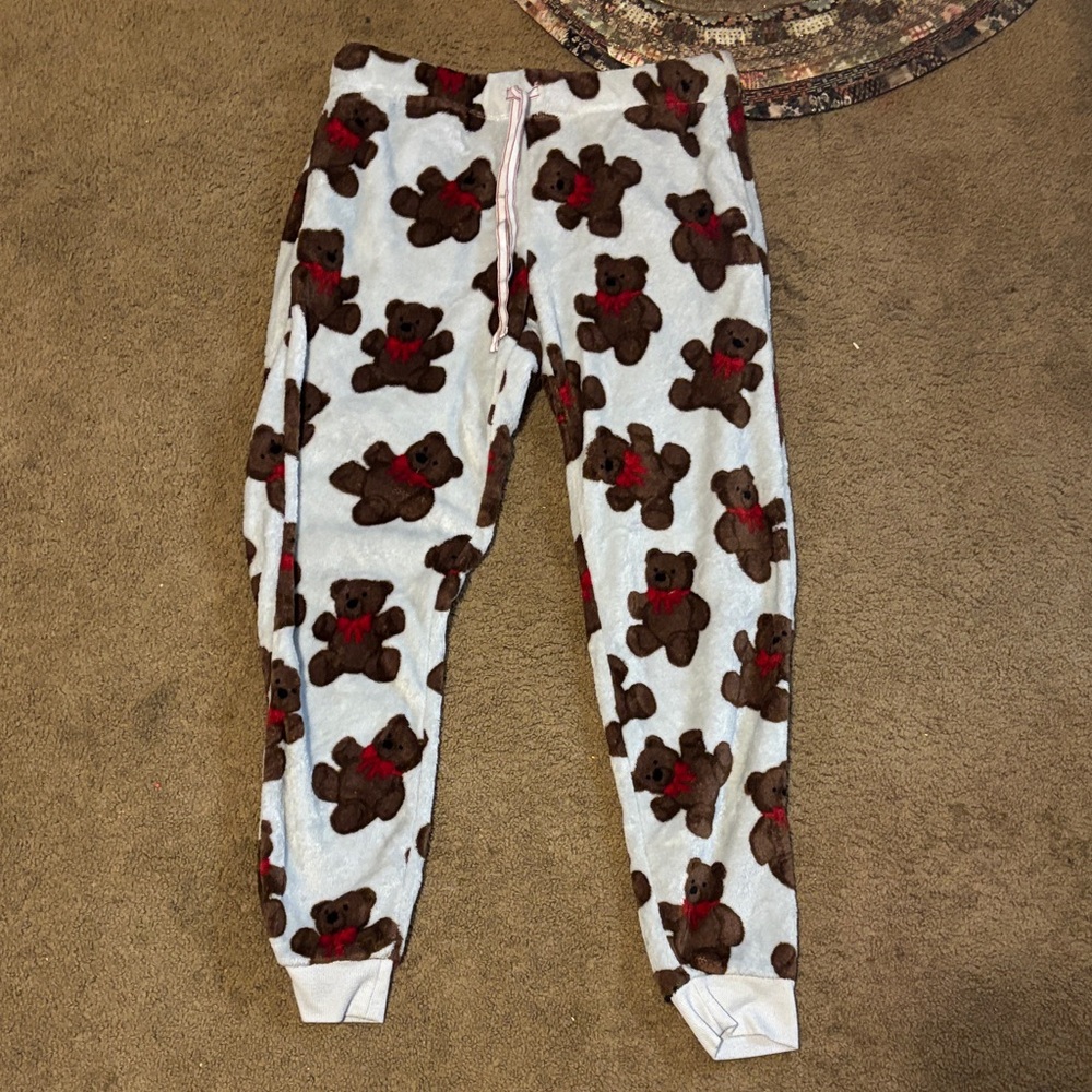 Cuffed teddy bear pajama pants